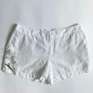 White linen shorts